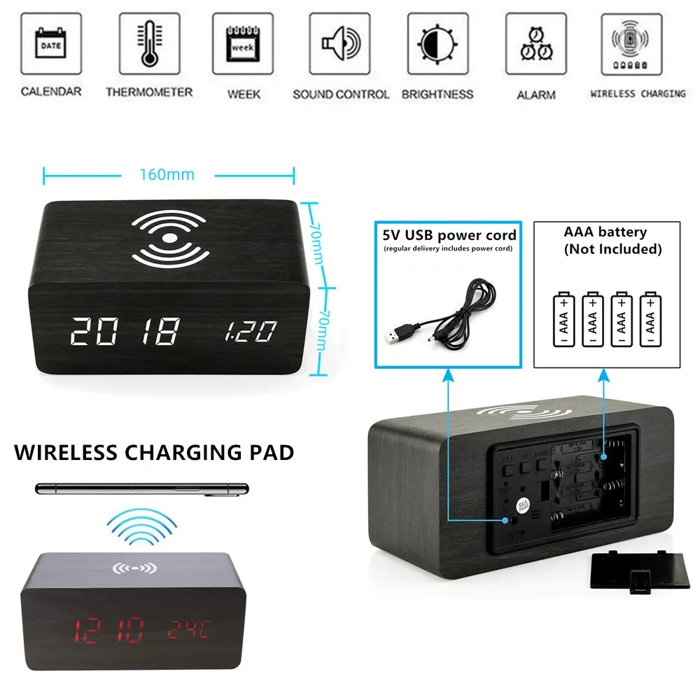 Alarm Clock LED Digital Wooden - огляд і ціна Modern Electronics Gadgets